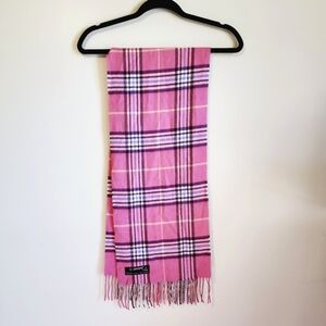 Vintage Pink Cashmink Plaid Scarf - Made in Germany